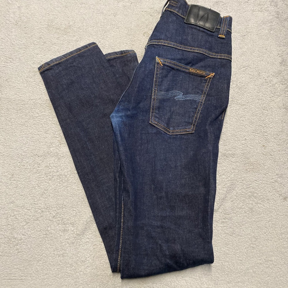 Nudie Jeans Mens 29x32 Dry‎ Indigo Dip Thin Finn